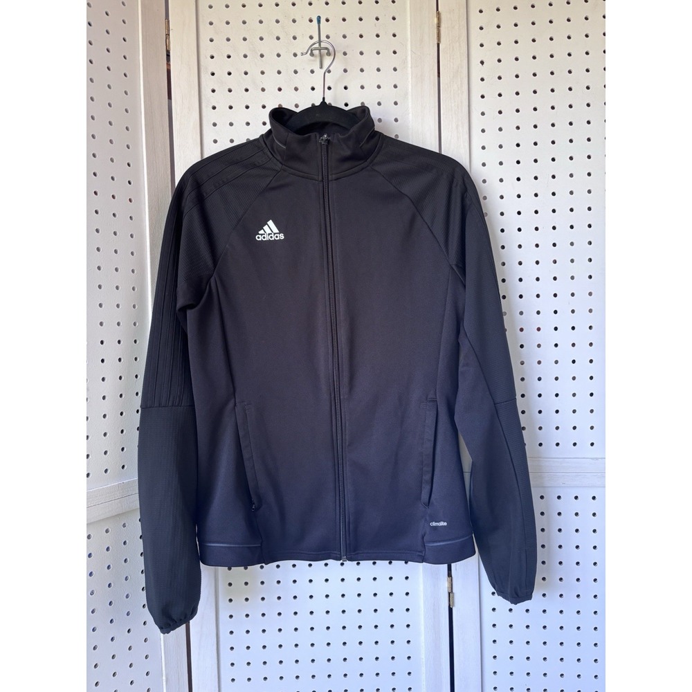 Adidas Climalite Full Zip Track Jacket Black Stripes Women's Small Athletic